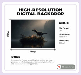 Dinosaur Digital Background, Velociraptor, Jurassic Backdrop, Prehistoric, Photography Creative Composite, Kids Photo Prop, Photoshop Action