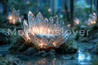 Fairy Newborn Digital Photography Background, Crystal Flower, Woodland Baby Boy Girl Prop, Fantasy Forest Backdrop, Photoshop Composite