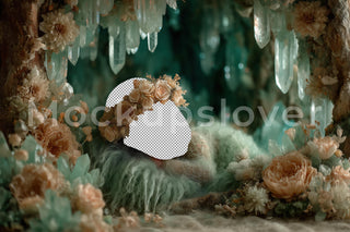 Face Swap Newborn Digital Photography Overlay, Crystal Cave Backdrop, Fantasy Baby Prop, Baby Girl Boy, Photoshop Composite Template
