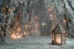 Winter Wonderland Digital Photography Background, Lantern Backdrop, Woodland Baby, Fantasy Forest, Christmas Kids Prop, Photoshop Template