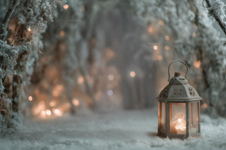 Winter Wonderland Digital Photography Background, Lantern Backdrop, Woodland Baby, Fantasy Forest, Christmas Kids Prop, Photoshop Template