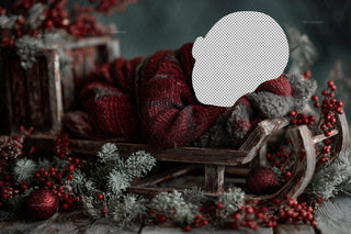 Christmas Baby Face Swap Overlay, Santa Sleigh Digital Backdrop, Cozy Studio Photo Background, Holiday Newborn Prop, Photoshop Template