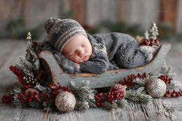 digital backdrop featuring a christmas scene with a baby, ideal for holiday photo shoots