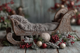 Christmas Newborn Digital Backdrop, Santa Sleigh, Studio Photo Background, Holiday Baby Prop, Photoshop & Canva Template, Photo Editing