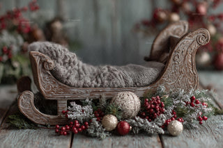 Christmas Newborn Digital Backdrop, Santa Sleigh, Studio Photo Background, Holiday Baby Prop, Photoshop & Canva Template, Photo Editing