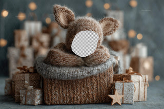Newborn Christmas Digital Holiday Backdrop, Woodland Baby Boy Girl Prop, Photo Background, Fawn Face Swap Overlay, Photoshop Template