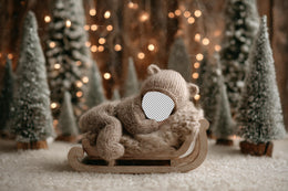 Christmas Newborn Digital Backdrop, Teddy Bear Face Swap Overlay, Winter Wonderland Background, Woodland Baby, Holiday Prop, Canva Template