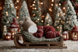 Christmas Newborn Digital Backdrop, Face Swap Overlay, Santa Sleigh, Studio Background, Winter Wonderland Baby Prop, Photoshop Template