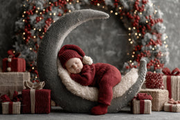 santa claus face swap overlay on christmas backdrop, ideal for holiday newborn and family photos