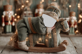 Christmas Nutcracker Newborn Digital Backdrop, Face Swap Overlay, Studio Photo Background, Holiday Baby Boy Prop, Photoshop Template