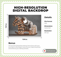 Christmas Rocking Unicorn Horse Newborn Digital Backdrop, Nutcracker Face Swap Overlay, Studio Background, Holiday Baby Boy Portrait Prop