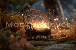 Fairy Newborn Digital Photography Background, Halloween Fantasy Forest Backdrop, Holiday Baby Prop, Chair, Photoshop Template, Twinkle Light