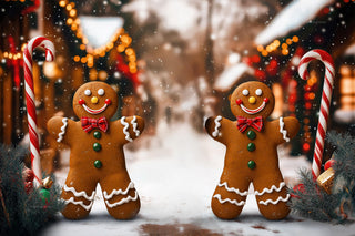Christmas Gingerbread Cookies Digital Backdrop, Candy Cane Photo Background, Winter Wonderland, Holiday Kid Prop, Photoshop & Canva Template