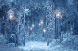 Frozen Christmas Princess Digital Backdrop, Winter Wonderland Photo Background, Castle Gate, Holiday Kids Prop, Photoshop & Canva Template