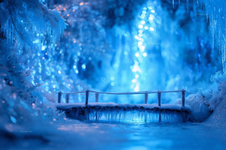 North Pole Bridge Digital Backdrop, Winter Wonderland Background, Christmas Photo, Frozen, Holiday Kids Prop, Photoshop & Canva Template