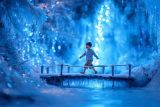 North Pole Bridge Digital Backdrop, Winter Wonderland Background, Christmas Photo, Frozen, Holiday Kids Prop, Photoshop & Canva Template