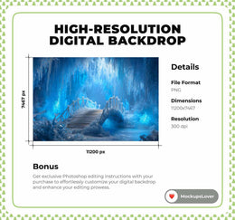 North Pole Digital Backdrop, Winter Wonderland Photo Background, Nordic Christmas, Holiday Kids Prop, Photoshop & Canva Template