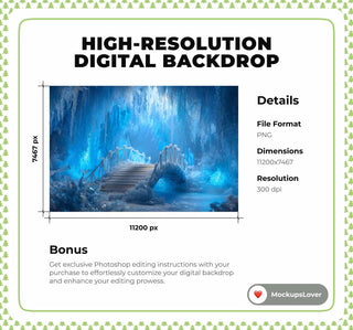 North Pole Digital Backdrop, Winter Wonderland Photo Background, Nordic Christmas, Holiday Kids Prop, Photoshop & Canva Template