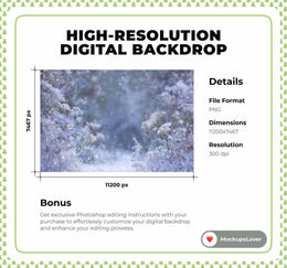 Winter Wildflower Meadow With Purple Flowers Digital Backdrop, Frozen Field Photo Background, Christmas Kid Prop, Photoshop & Canva Template