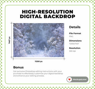 Winter Wildflower Meadow With Purple Flowers Digital Backdrop, Frozen Field Photo Background, Christmas Kid Prop, Photoshop & Canva Template