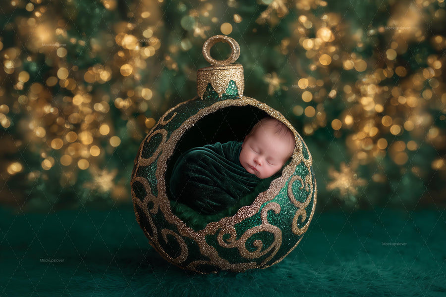 digital backdrop featuring a christmas ball, ideal for newborn holiday portraits