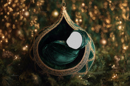 Green Christmas Ball Newborn Digital Face Swap Overlay, Studio Photo Background, Holiday Baby Portrait Prop, Photoshop & Canva Template