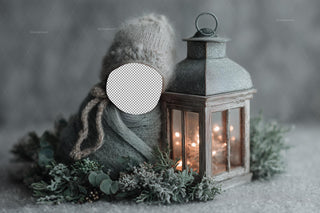 Christmas Newborn Digital Photo Background, Lantern Backdrop, Face Swap Overlay, Holiday Studio Baby Portrait Prop, Photoshop Template