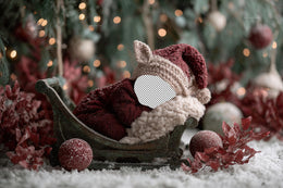Christmas Newborn Digital Backdrop, Face Swap Overlay, Santa Sleigh, Studio Photo Background, Holiday Baby Prop, Photoshop & Canva Template