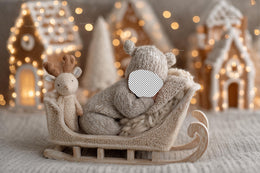 Newborn Christmas Digital Backdrop, Face Swap Overlay, Gingerbread House Photo Background, Holiday Baby Prop, Photoshop & Canva Template