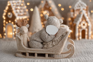 Newborn Christmas Digital Backdrop, Face Swap Overlay, Gingerbread House Photo Background, Holiday Baby Prop, Photoshop & Canva Template