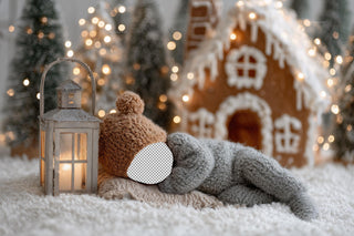 Christmas Newborn Digital Backdrop, Teddy Bear Face Swap Overlay, Gingerbread House Photo Background, Holiday Baby Prop, Photoshop Template