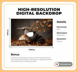 Fall Newborn Digital Photography Background, Face Swap, Woodland Creatures, Baby Prop, Photoshop Template, Fantasy Forest, Magic Mushroom