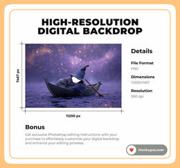 Halloween Newborn Digital Photography Background, Face Swap, Witch Backdrop, Wooden Boat, Night Sky Baby Boy Girl Prop, Photoshop Composite