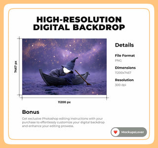 Halloween Newborn Digital Photography Background, Face Swap, Witch Backdrop, Wooden Boat, Night Sky Baby Boy Girl Prop, Photoshop Composite