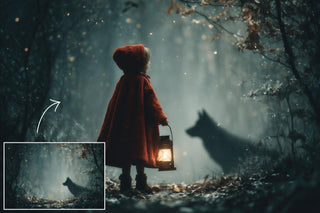 Little Red Riding Hood Inspired Digital Photography Background Bundle, Fantasy Forest Backdrop, Kids Photo Prop, Wolf, Woodland Creatures