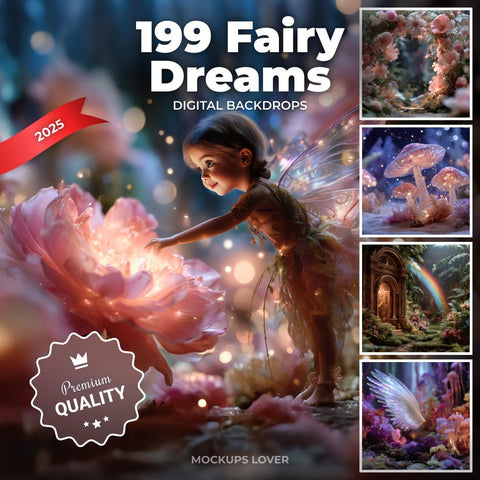 Fairy Photography Backgrounds: Fantasy Forest, Flower Garden (199 JPEGs Digital Download)