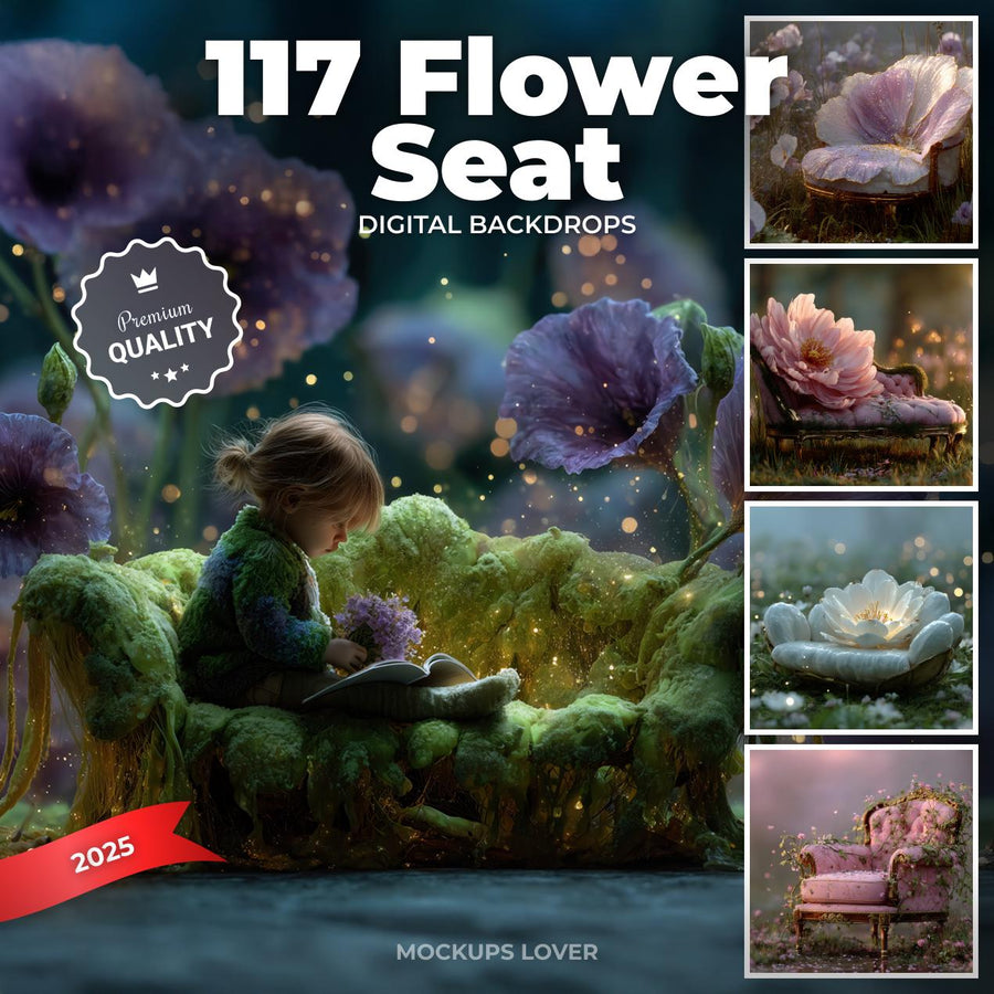 a fairy garden scene with giant flower and fairy wings, perfect for children's photography and digital backdrops