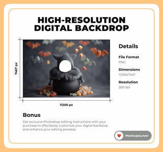 Halloween Candyland Newborn Digital Photography Background, Face Swap Overlay, Trick or Treat, Witch Cauldron, Baby Prop, Photoshop Template