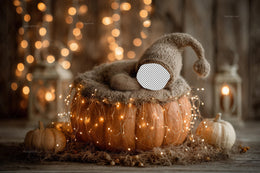 Fall Newborn Digital Photography Background, Woodland Baby, Face Swap Overlay, Pumpkin Backdrop, Rustic Studio Baby Prop, Photoshop Template
