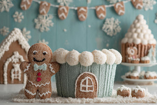 Christmas Newborn Digital Photography Background, Gingerbread Cookies, Baby Holiday Backdrop, Winter Wonderland, Photoshop Template