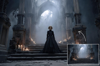 Gothic Halloween Staircases Digital Backdrops: Horror Photo Overlays (269 JPG)