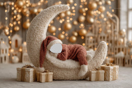 Little Santa Face Swap Overlay, Christmas Newborn Digital Backdrop, Crescent Moon, Studio Background, Holiday Baby Prop, Photoshop Template