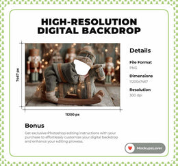 Christmas Nutcracker Newborn Digital Backdrop, Face Swap Overlay, Studio Photo Background, Holiday Baby Boy Prop, Photoshop Template