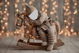 Christmas Newborn Digital Backdrop, Nutcracker Face Swap Overlay, Rocking Horse Background, Holiday Baby Prop, Photoshop & Canva Template