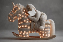 Christmas Rocking Unicorn Horse Newborn Digital Backdrop, Nutcracker Face Swap Overlay, Studio Background, Holiday Baby Boy Portrait Prop