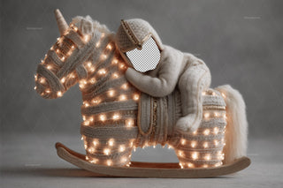 Christmas Rocking Unicorn Horse Newborn Digital Backdrop, Nutcracker Face Swap Overlay, Studio Background, Holiday Baby Boy Portrait Prop