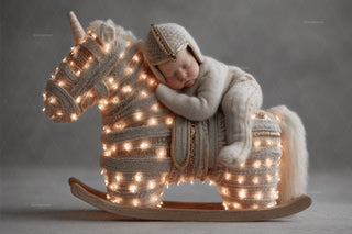 digital unicorn christmas backdrop with holiday theme, suitable for newborn and baby boy photography, festive scene