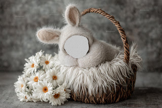 Newborn Easter Bunny Digital Backdrop, Face Swap Overlay, Spring Photo Background, Studio Baby Portrait Prop, Photoshop & Canva Template