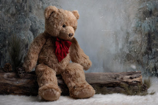Winter Wonderland Digital Backdrop, Teddy Bear, Christmas Fantasy Forest Photo Background, Woodland Baby Holiday Prop, Photoshop Template