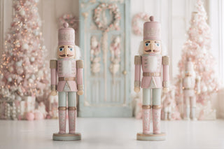 Pink Christmas Nutcracker Digital Backdrop, Studio Photo Background, Holiday Kids Prop, Winter Wonderland, Photoshop & Canva Template
